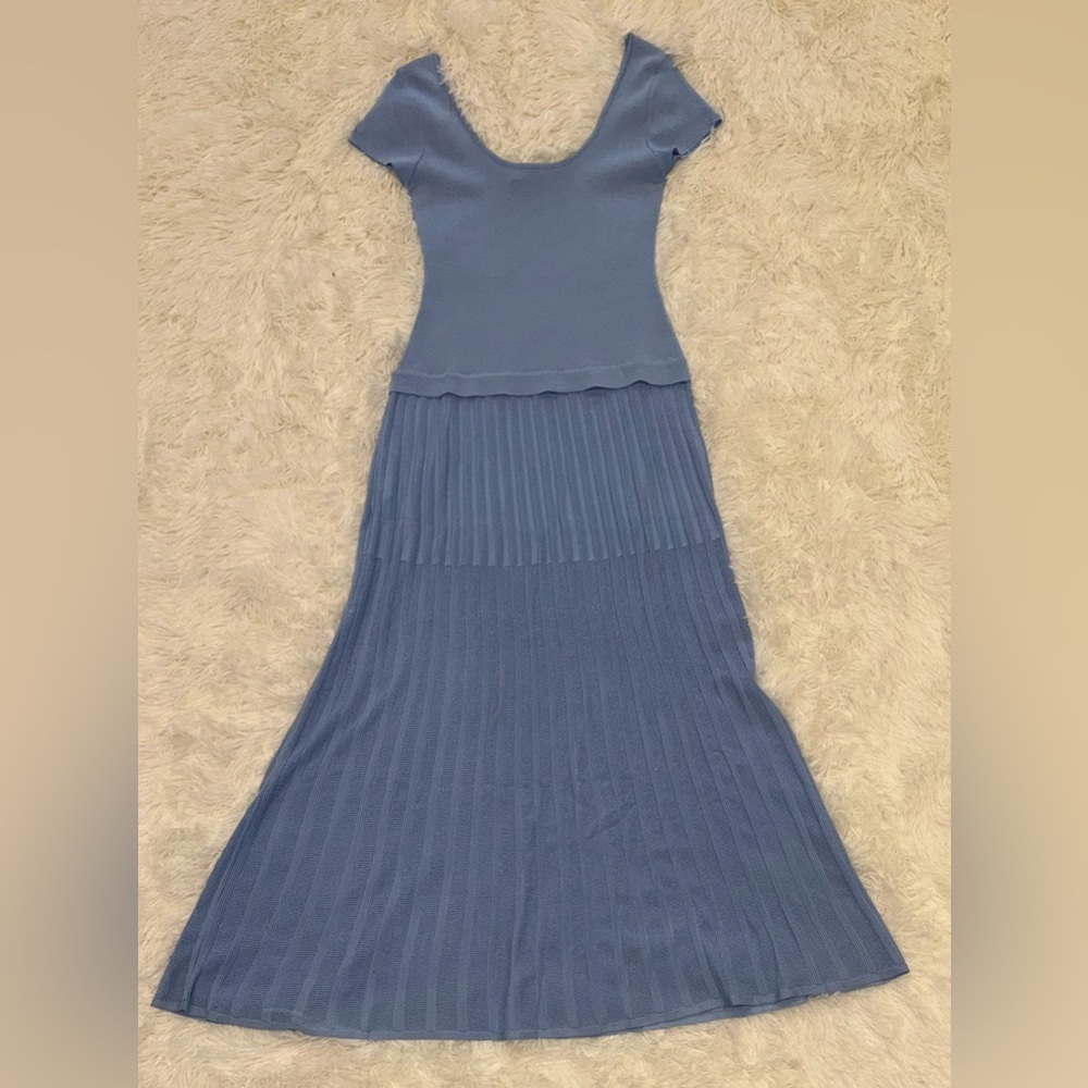 NEW Solid & Striped The Bridget Knit Open Water Blue Maxi Dress sz S - Picture 3 of 8